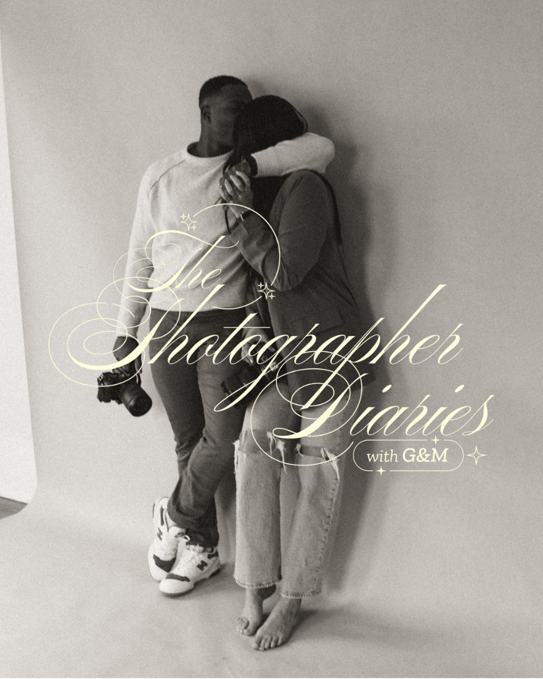 A husband and wife photographer team pose while promoting their new Patreon community, The Photographer Diaries.